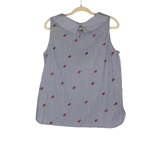Talbots blue and‎ white striped popover ladybug tunic blouse. Size L - Picture 2 of 9